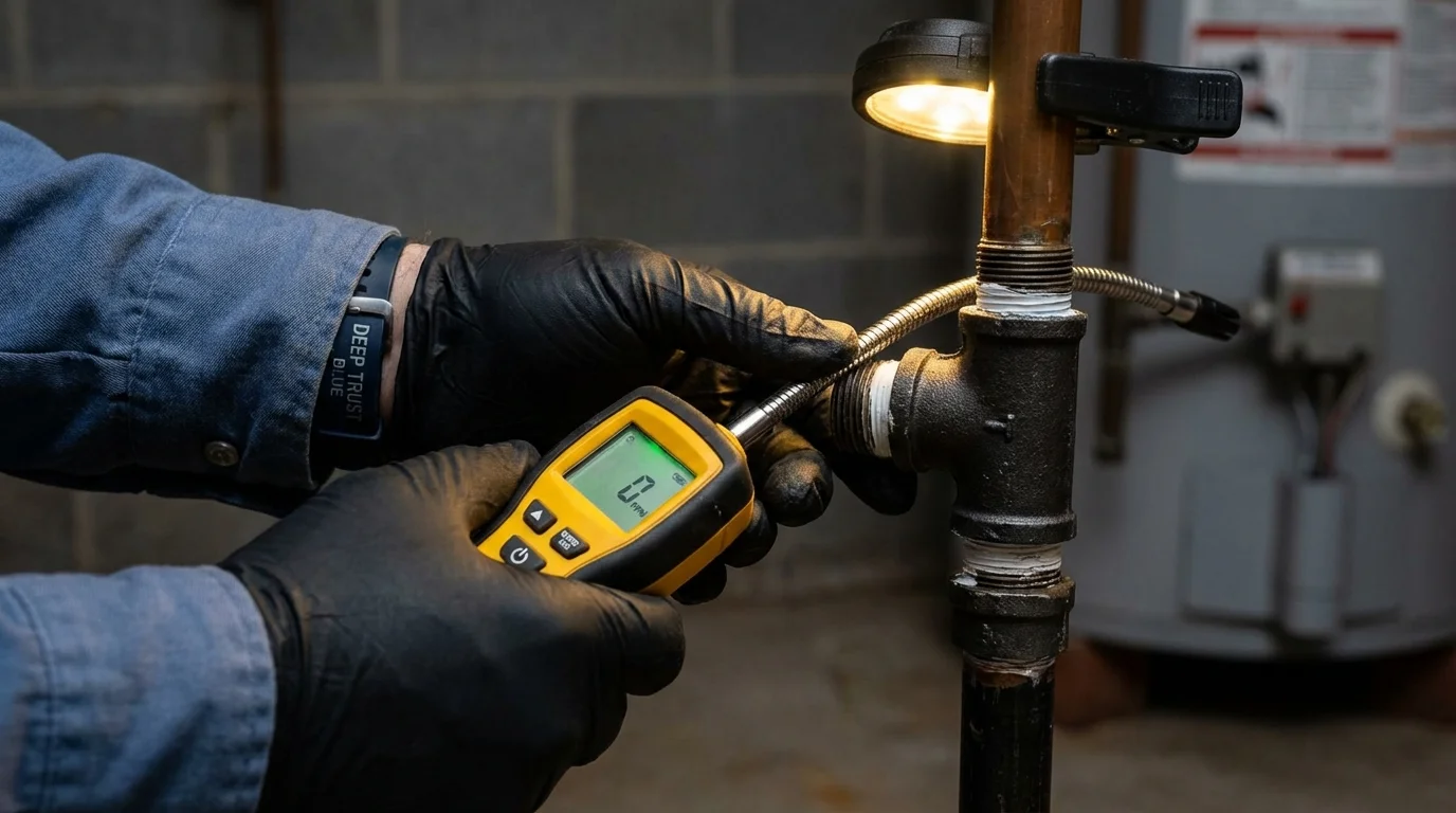 Gas leak detection with electronic sniffer by Johns Plumbing LLC in Appalachia