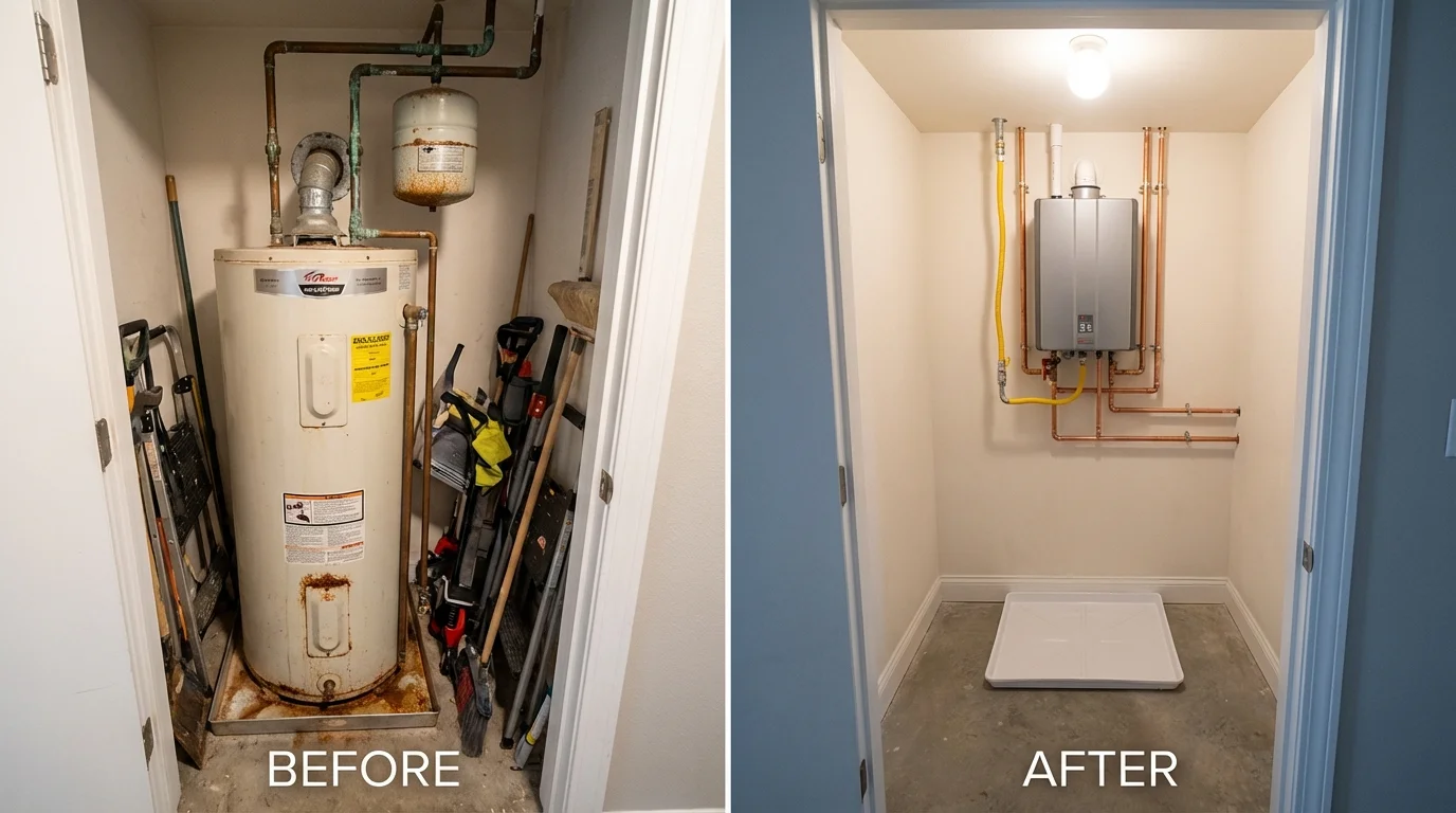 Tank water heater versus wall-mounted tankless unit comparison for Appalachia, VA homeowners